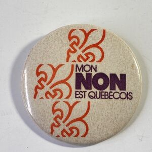 Vintage Button with Orange and Purple Design